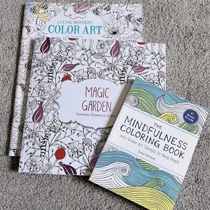 3 Adult coloring books. All like new condition.